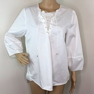 Tibi White Long Sleeve Blouse
